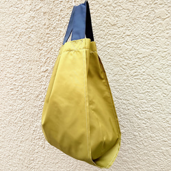 ナイロン トートバッグ レジ袋型 (ゴールド✕紺 tb-rn 50) 2枚目の画像