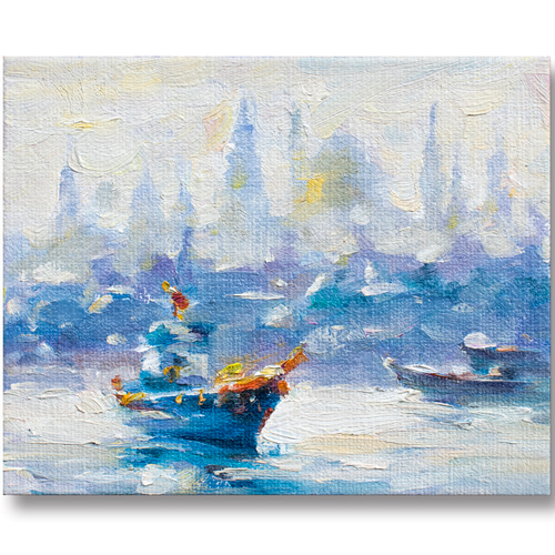 流れてゆく景色】ミニ油絵原画 額付き・特典付き ギフト対応