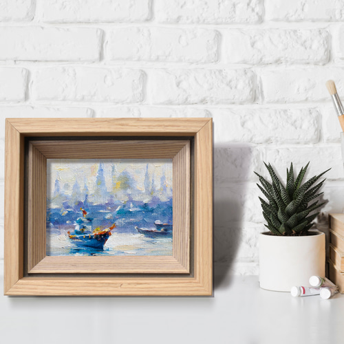 流れてゆく景色】ミニ油絵原画 額付き・特典付き ギフト対応