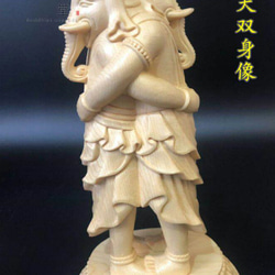 大迫力 木彫仏像 歓喜天双身立像 彫刻 一刀彫 天然木檜材 仏教