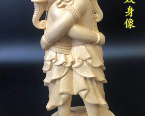 大迫力 木彫仏像 歓喜天双身立像 彫刻 一刀彫 天然木檜材 仏教