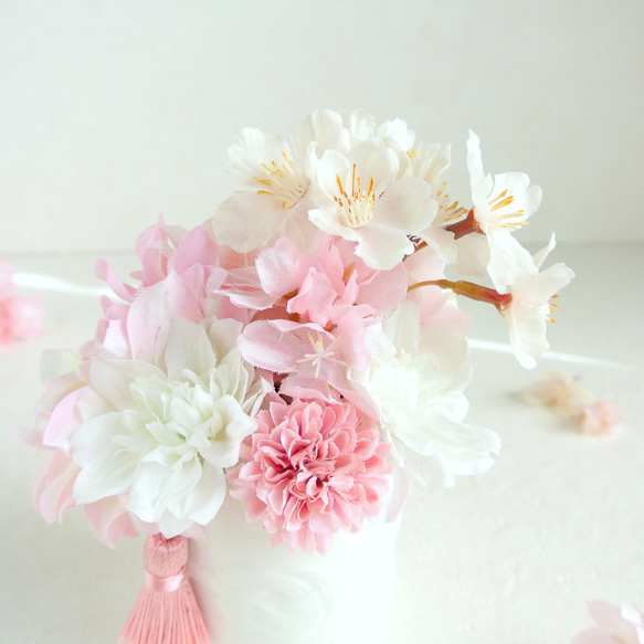 桜　春のアレンジメント　ひな祭り　アーティフィシャルフラワー 　アレンジメント　造花　　R&yF60 3枚目の画像