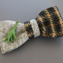 ブラキオサウルスのチョウネクタイ・Brachiosaurus-BOWTIE(tweed/check) 4枚目の画像