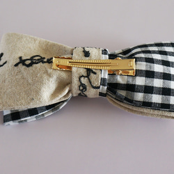 カンガルーのチョウネクタイ・Kangaroo-BOWTIE(embroidery/gingham) 6枚目の画像