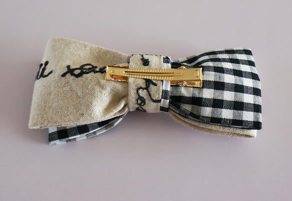 カンガルーのチョウネクタイ・Kangaroo-BOWTIE(embroidery/gingham) 6枚目の画像