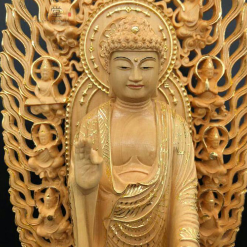 豪華! 木彫仏像 阿弥陀如来立像 阿弥陀仏 彫刻 本金 切金 檜材 豪華! 木彫仏像 阿弥陀如来立像 阿弥陀仏 彫刻 本金 切金 檜材