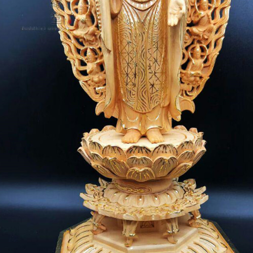 豪華! 木彫仏像 阿弥陀如来立像 阿弥陀仏 彫刻 本金 切金 檜材 豪華! 木彫仏像 阿弥陀如来立像 阿弥陀仏 彫刻 本金 切金 檜材