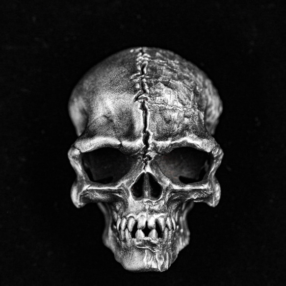スターリングシルバーのスカルネックレス、スカルピアスペンダント、悪魔の頭蓋骨のペンダント-手作り 1枚目の画像