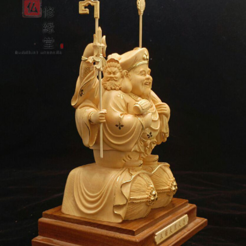 【修縁堂】珍品 七福神 大黒天立像 木彫仏像 彫刻 天然木檜材 仏教工芸 Amazon｜木彫り仏像 開運七福神 大黒天 置物 商売繁盛 厄除け・開運