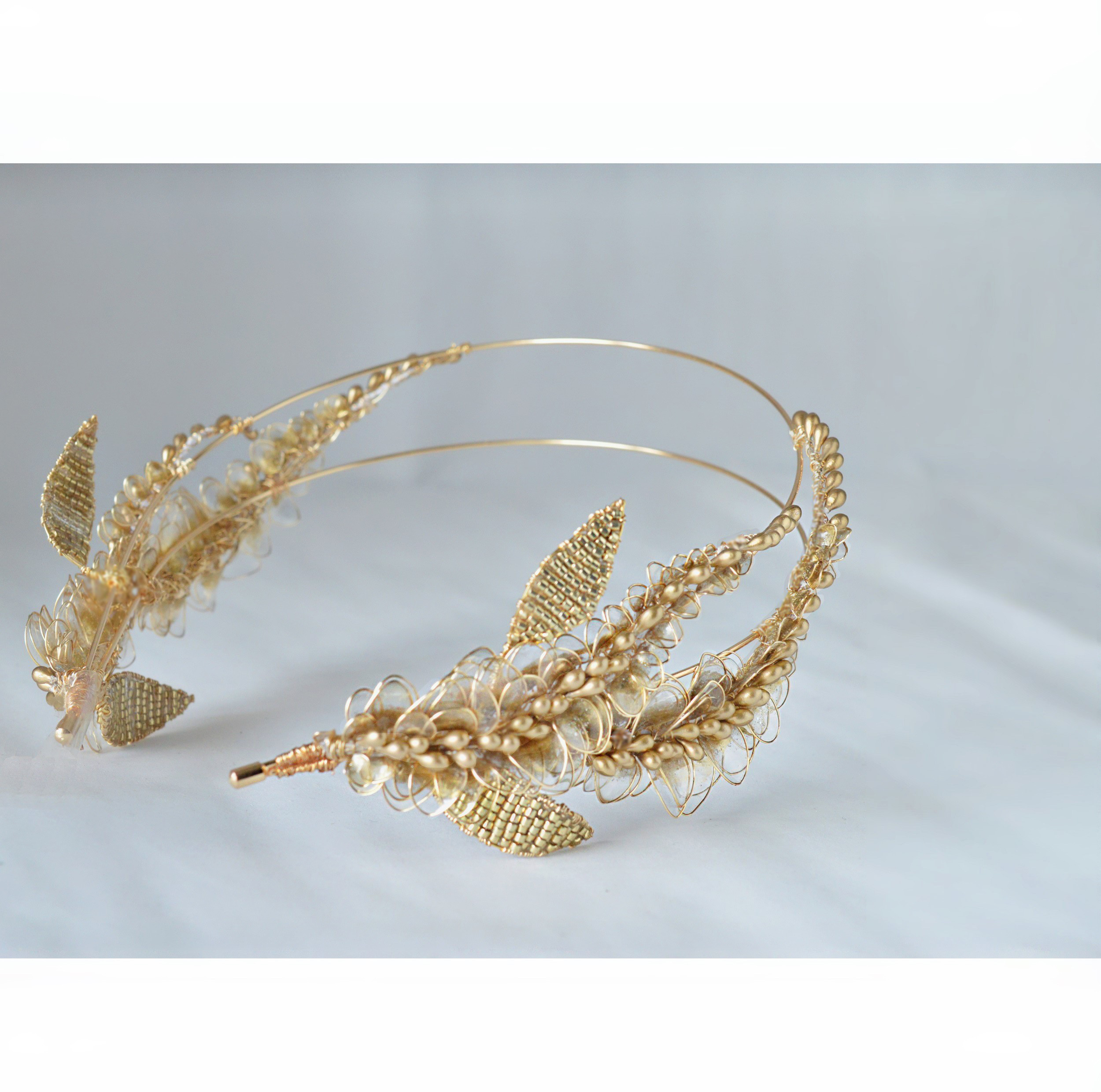 アンティークゴールドの小枝モチーフ2連カチューシャ        Ω