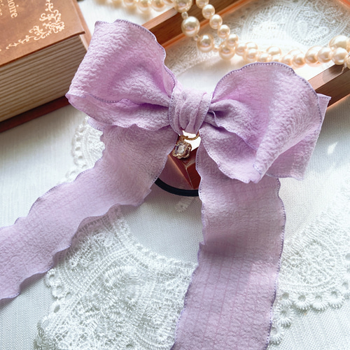 【NEWラベンダー＆ピンク】ナチュラルリボン♡ヘアゴム NEWラベンダー＆ピンク】ナチュラルリボン♡ヘアゴム