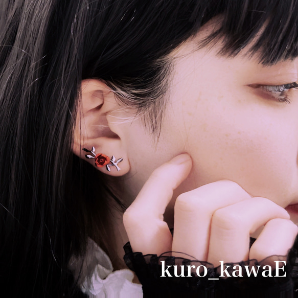 ゴシックローズのピアス / イヤリング変更可/18G,16G,14G変更可