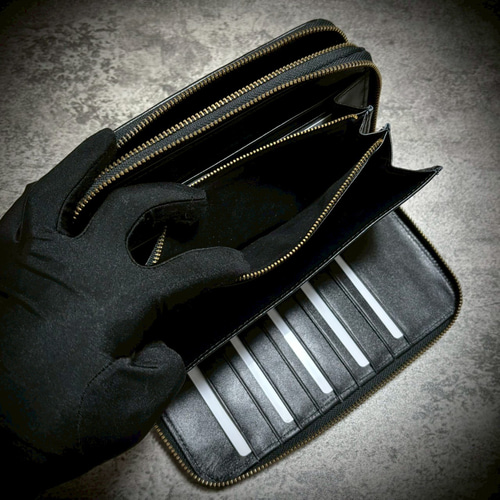 圧倒的な収納力 スティングレイ ダブルファスナー 長財布 ガルーシャ