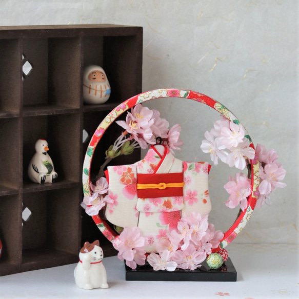 春色新作☆ちりめん桜 和飾り【輪桜】ひな祭り 桃の節句アレンジ お 