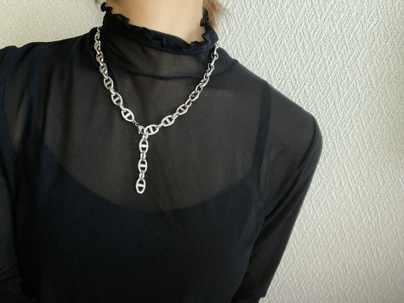 ーlong big anchor chain necklaceー　サージカルステンレス　チェーンネックレス　 1枚目の画像