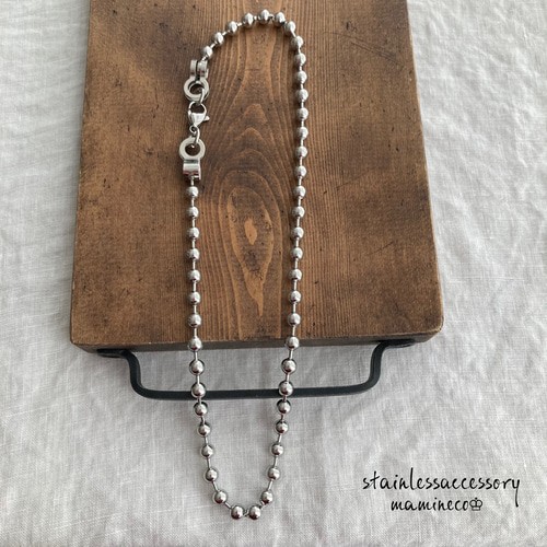 オールステンレス製 ボールチェーンネックレス 幅6mm ネックレス