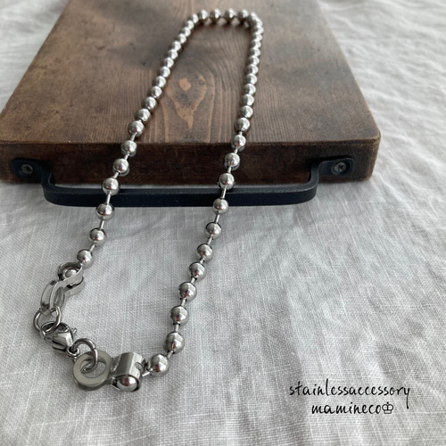 ステンレス　ボールチェーン オールステンレス製 ボールチェーンネックレス 幅6mm ネックレス