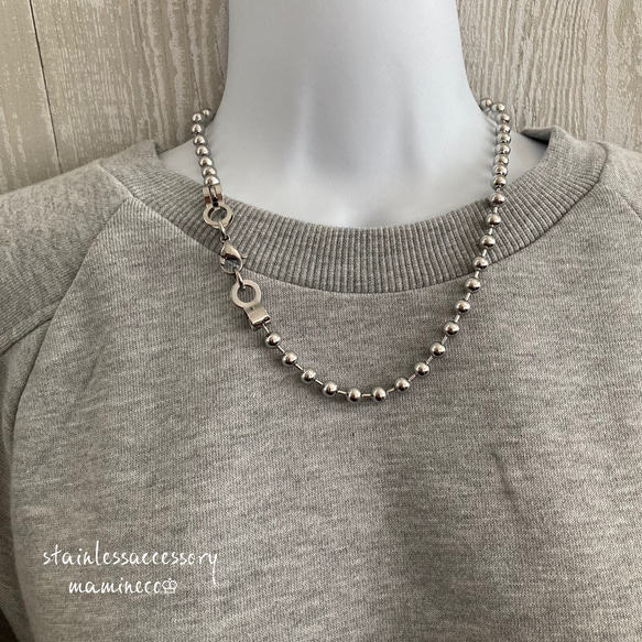 オールステンレス製 ボールチェーンネックレス 幅6mm ネックレス
