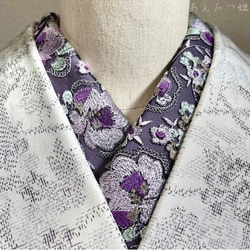 洗える刺繍半衿 滅紫色の華やぎ 和装小物（帯・半襟） 半衿ショップ