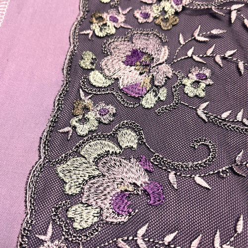 洗える刺繍半衿 滅紫色の華やぎ 和装小物（帯・半襟） あんみつ姫