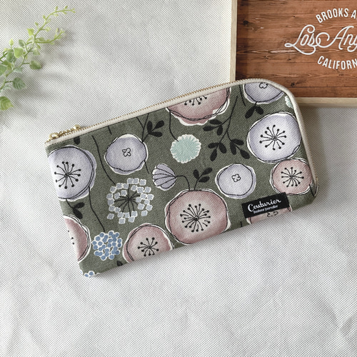 お薬手帳が入るL字ファスナーのポーチ お薬手帳 通帳ケース フラット