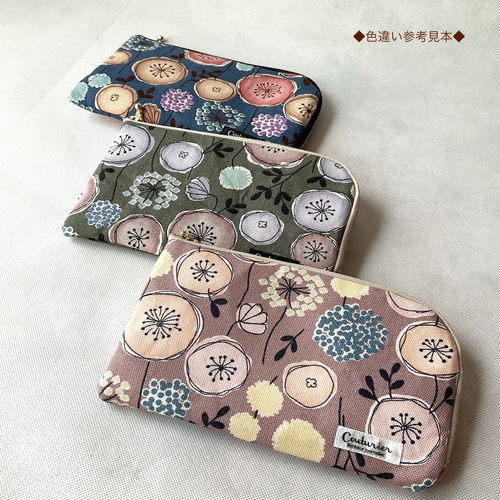 お薬手帳が入るL字ファスナーのポーチ お薬手帳 通帳ケース フラット