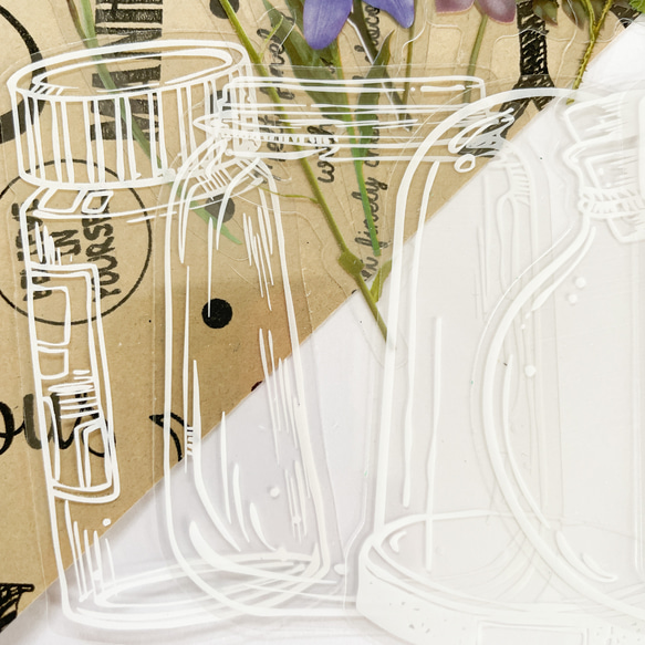 【1634】コラージュ素材　ステッカーシール　花と瓶 4枚目の画像