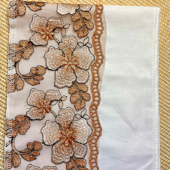 洗える刺繍半衿　オレンジベージュのお花【ラスト】 9枚目の画像