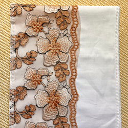 洗える刺繍半衿　オレンジベージュのお花【ラスト】 8枚目の画像