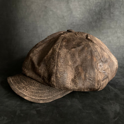 【triangles hat 】Painted wooden brown casquette 3枚目の画像