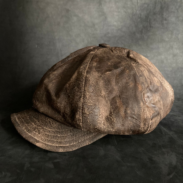 【triangles hat 】Painted wooden brown casquette 3枚目の画像