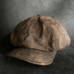 【triangles hat 】Painted wooden brown casquette 2枚目の画像