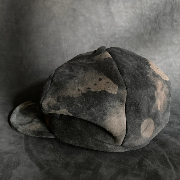 【triangles hat 】Cloudy black  leather casquette 6枚目の画像