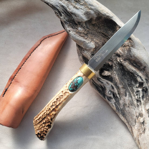 鹿の角 Kingman Turquoise モーラナイフ