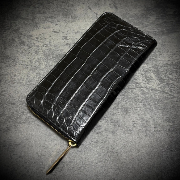 クロコダイル 長財布 大容量 カード１５枚 ワニ革 一枚革 証明付 ブラック 黒 クロコダイル 長財布 メンズ レディス 大容量 カード15枚収納 長財布