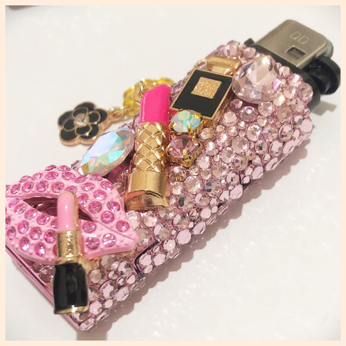 ライター ケース ハンドメイド ピンク クロム 海外ガール ライターケース ピンク デコ ぎゃる その他アクセサリー 堕天使 通販