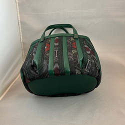 革と古布のパッチワークバッグ（グリーンの革＋紬） No.01016-11 7枚目の画像