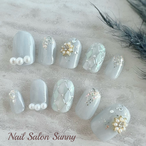 ♡シンプルホワイトキルティングネイル♡ ネイルチップ　ハンドメイド ♡シンプルホワイトキルティングネイル♡ ネイルチップハンドメイド