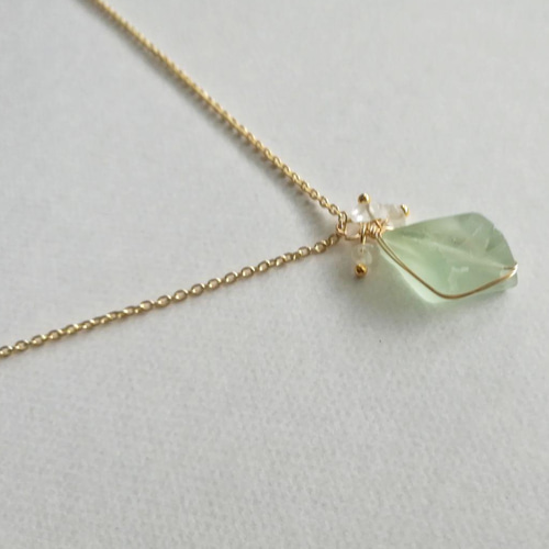 天然石*グリーンフローライト 蛍石 つぶつぶ水晶ネックレス ネックレス