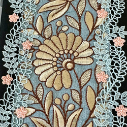Blue×Flower 刺繍リボンのスマホポシェット/スマホポーチ スマホショルダー　 5枚目の画像