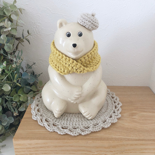 しろくま貯金箱小物＊スヌード・ベレー帽 2点set その他置物 Felice