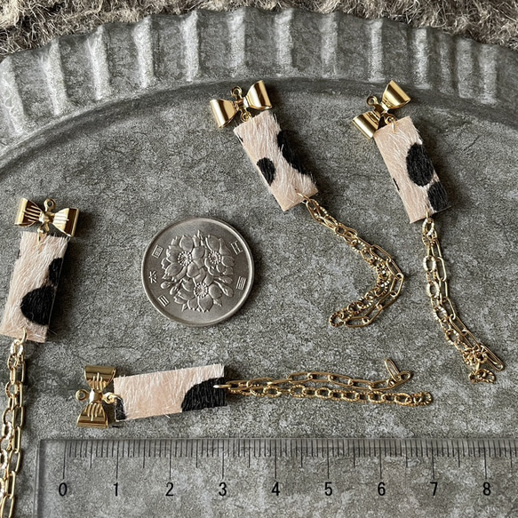 4pcs★charm・ribbon+leopard +chain（レオパードタッセルチャーム） 4枚目の画像