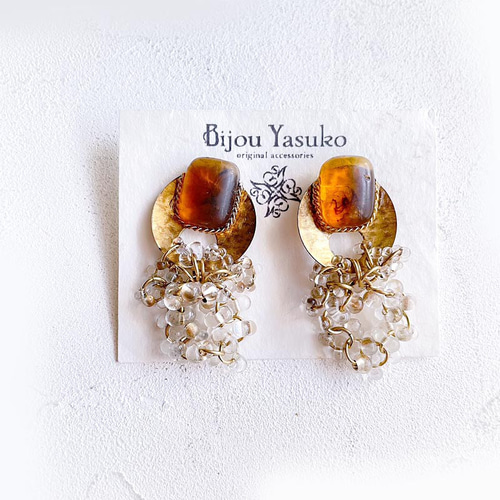 べっ甲 ピアス・イヤリング ゴールド アンティーク べっ甲風