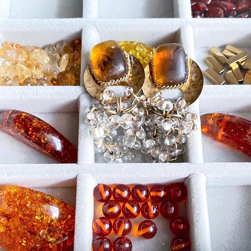 べっ甲 ピアス・イヤリング ゴールド アンティーク べっ甲風