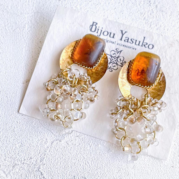 べっ甲 ピアス・イヤリング ゴールド アンティーク べっ甲風