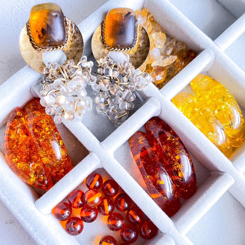 べっ甲 ピアス・イヤリング ゴールド アンティーク べっ甲風