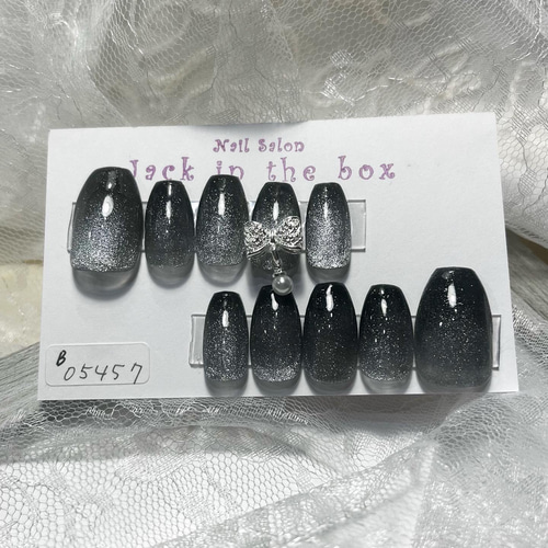 黒マグネットネイルチップ 10個セット 葛葉さんネイルチップ♥️ 黒マグネットでキラキラかっこいい