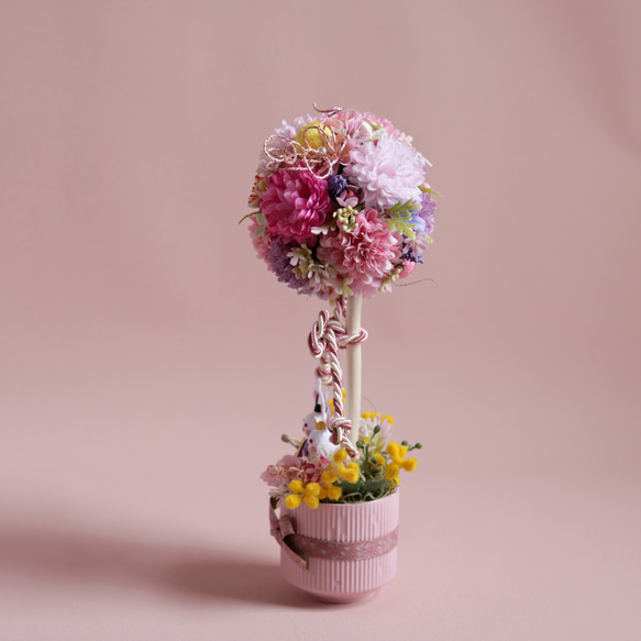桃の節句～うさぎ雛のトピアリー 花気球風 11枚目の画像