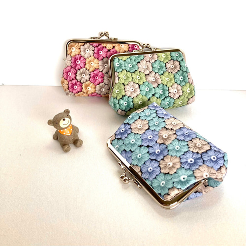 PJC 草花クロッチ　親子がま口　財布　ハンドメイド　黒 楽天市場】財布 レディース 親子がま口 日本製 本革 がま口財布