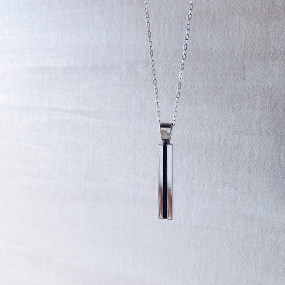 black line necklace【silver925】シンプル　シルバー　シルバー925 いぶし 4枚目の画像